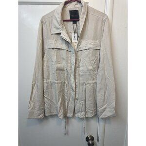 Sanctuary Utility Jacket Womens XXL Beige Lyocell Lightweight Drawstring Safari